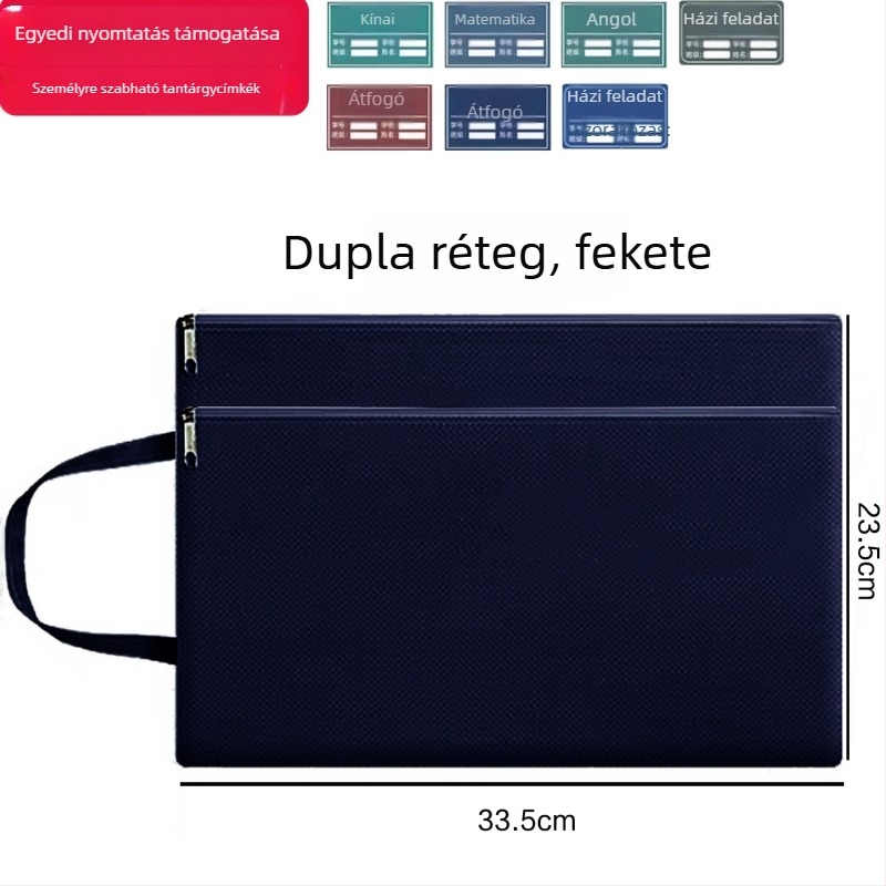 Jinna Oxford vízálló dokumentumtáska cipzárral – Nyomtatott logó, várandóság ellenőrzéséhez, rajzolt stílus