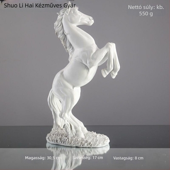 Műgyanta ló dísz, irodai asztalhoz és bejárathoz – kínai stílusú gravírozott figura a nappali dekorációjához