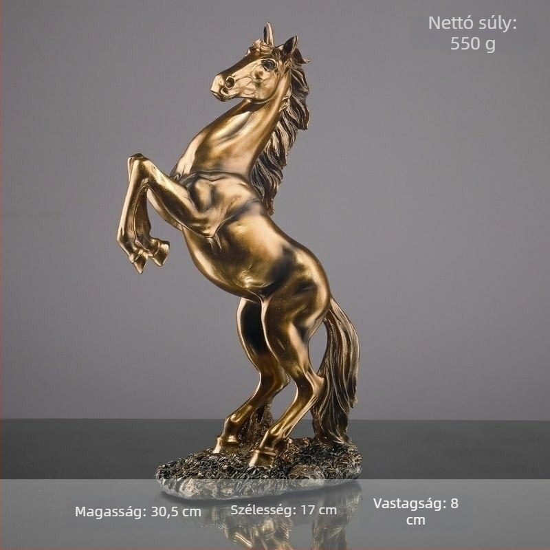 Műgyanta ló dísz, irodai asztalhoz és bejárathoz – kínai stílusú gravírozott figura a nappali dekorációjához