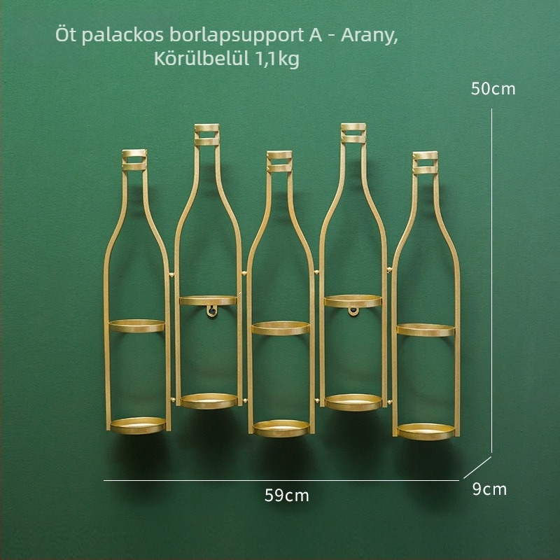 Vasból készült borosállvány, falra szerelhető, vintage ipari stílusú, otthoni használatra