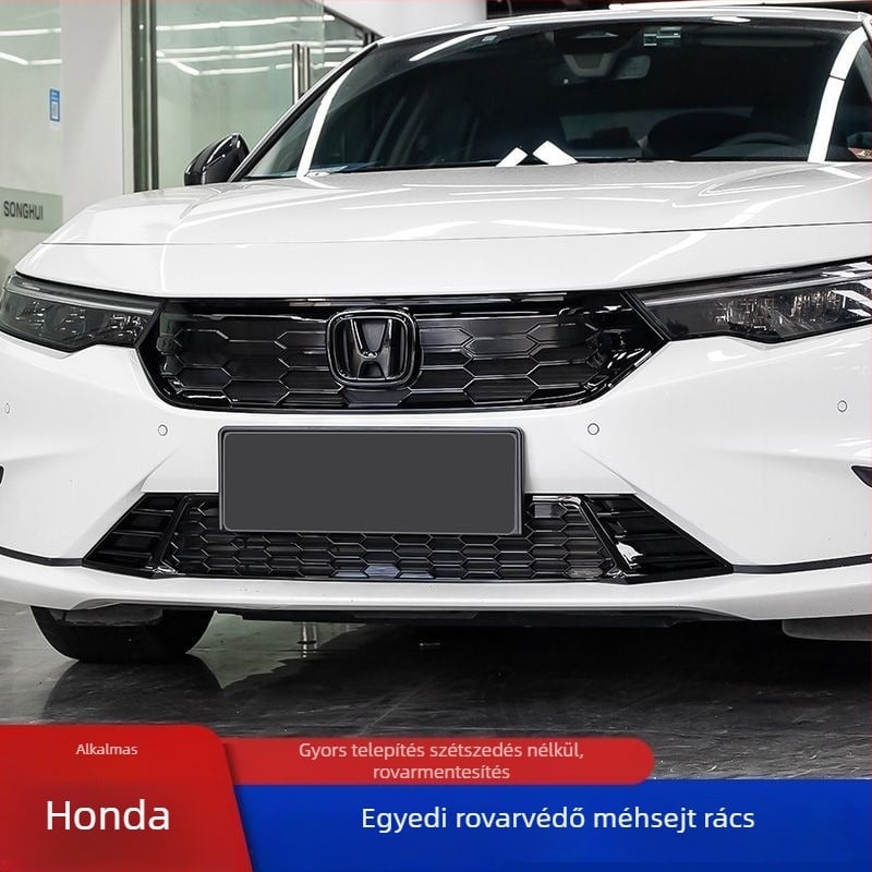 Honda első hűtőrács középső hálóval és snap-on rovarhálóval – külső megjelenés frissítés