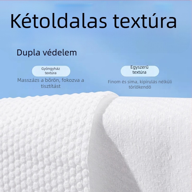 Yunzhenrou 100% pamut egyszer használatos arc kendő, vastított, felakasztható, szalonminőség, alsó kivonási stílus, 80 g/m², családi csomag