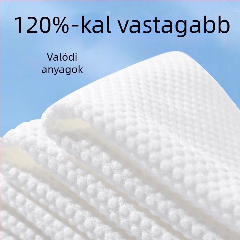 Yunzhenrou 100% pamut egyszer használatos arc kendő, vastított, felakasztható, szalonminőség, alsó kivonási stílus, 80 g/m², családi csomag