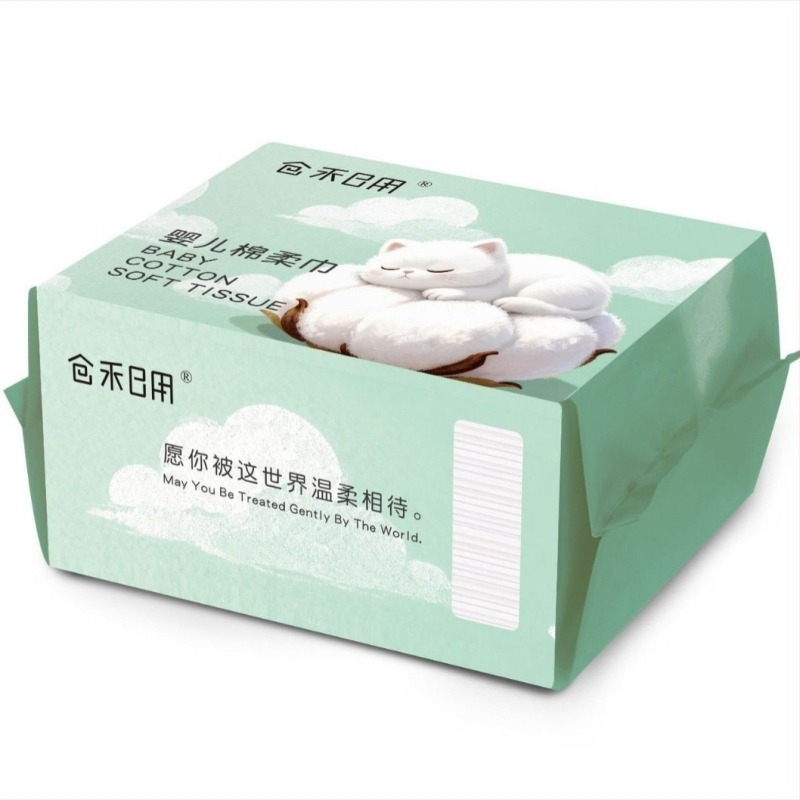 Egyszer használatos arctörlő kendő, 100% pamut, testreszabható feldolgozás, arcápolási eszközök, Canghe daily necessities márka