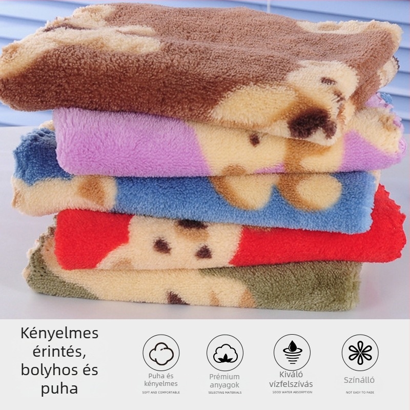 Gyerekeknek készült korall fleece kéztörlő, csomómentes fonal, 21 g, 5–10 s nedvességfelszívás, nyomtatott minta
