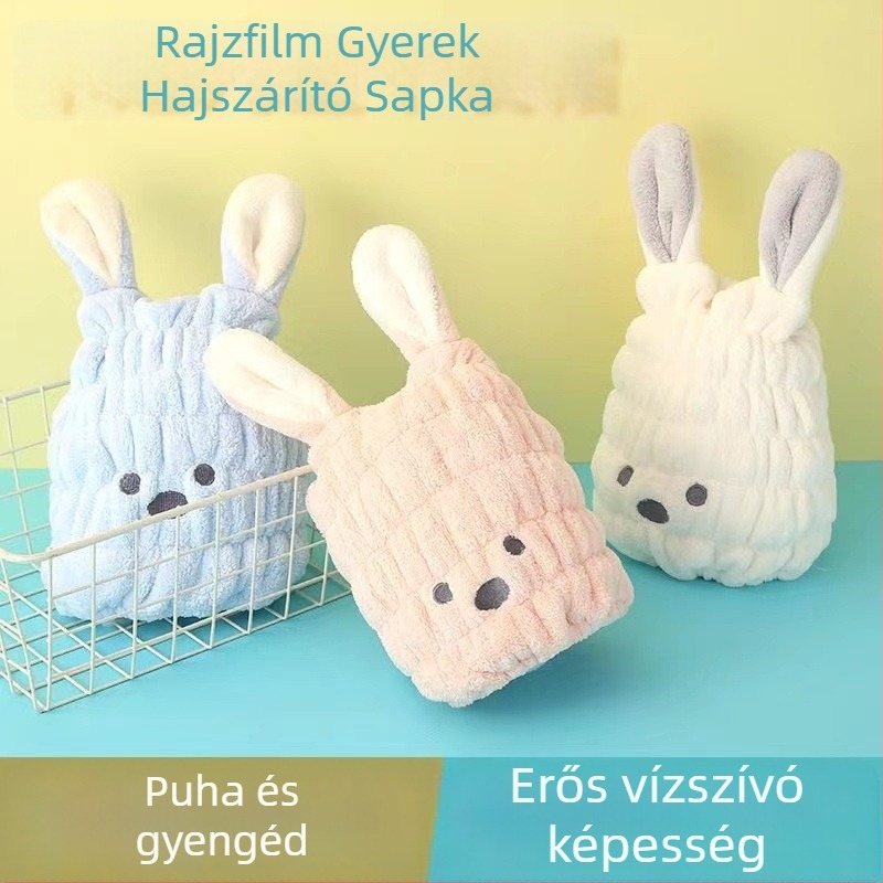 Gyermekek hajszárító sapka, korall fleece anyagból, 100D szál, hímzés, súly 30–49 g, testreszabható