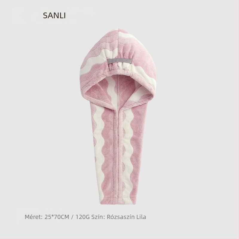 Sanli törölközőből készült hajszárító sapka széles karimával, jacquard konstrukció, 150d szál, tömeg 120–139 g, termékkód Vh157, felnőtt nőknek