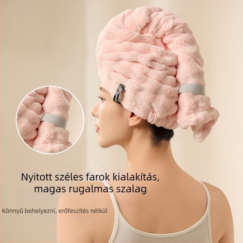 Női száraz haj sapka, ultra-abszorbévő, gyors száradás, korall Flísz, hímzett