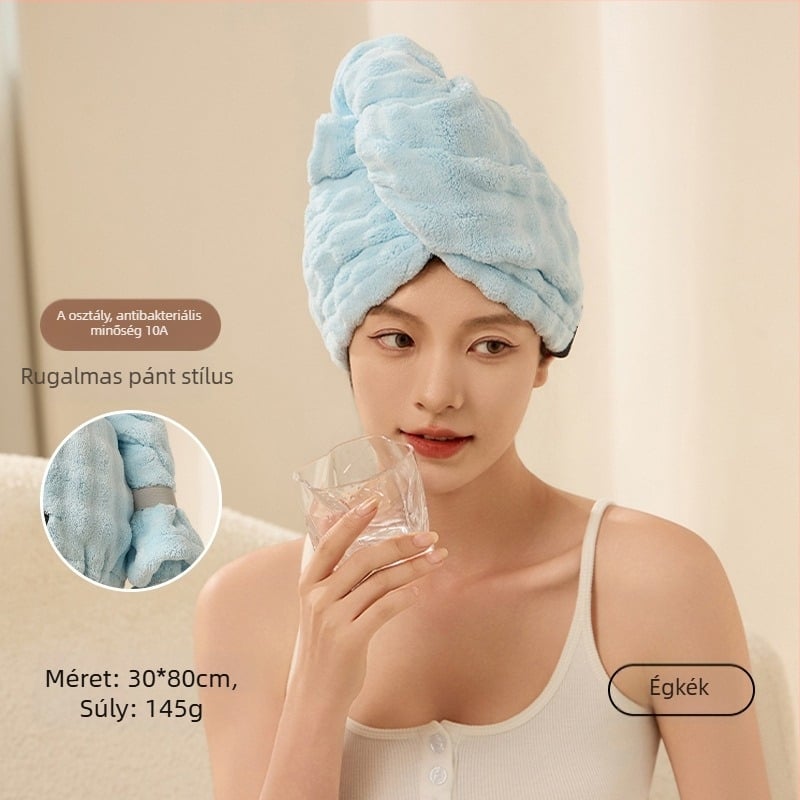 Női száraz haj sapka, ultra-abszorbévő, gyors száradás, korall Flísz, hímzett