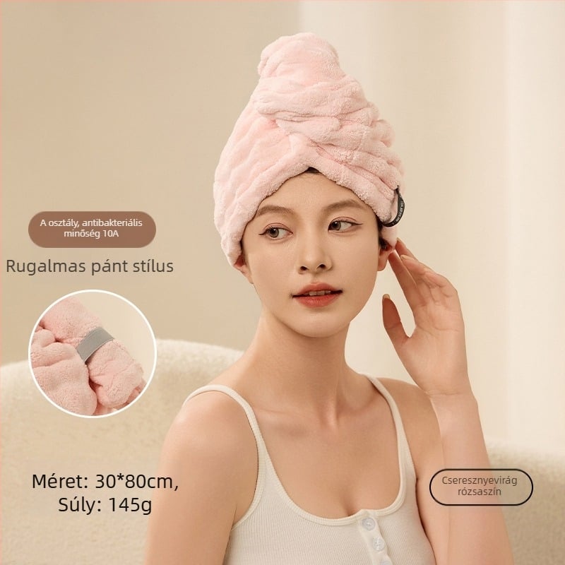 Női száraz haj sapka, ultra-abszorbévő, gyors száradás, korall Flísz, hímzett