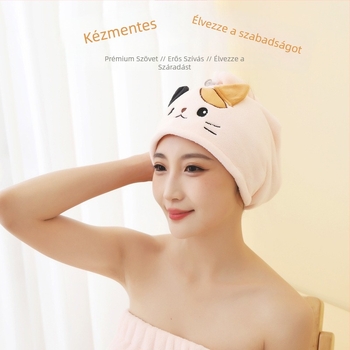 Macskás hajszárítós sapka, korall polár anyag, abszorbeáló háromszög fejkendő, testreszabható