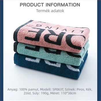 Sporttörölköző 100% pamutból, 190 g, termékkód Sp063t, márka King Shore / Gold Number, nedvszívás 21–25 s