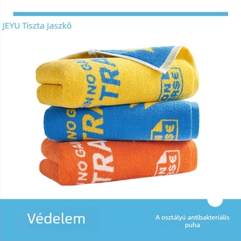 100% pamut sporttörölköző, nedvszívó és puha, sima szövés, 32s szál, 140–170 g, edzéshez, futáshoz és jóga