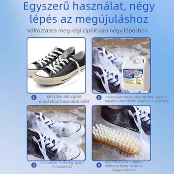 Fehér cipő tisztító folyadék – kefe nélkül, fehérítés és sárgulás eltávolítása, hálós anyagú sportcipőkhöz