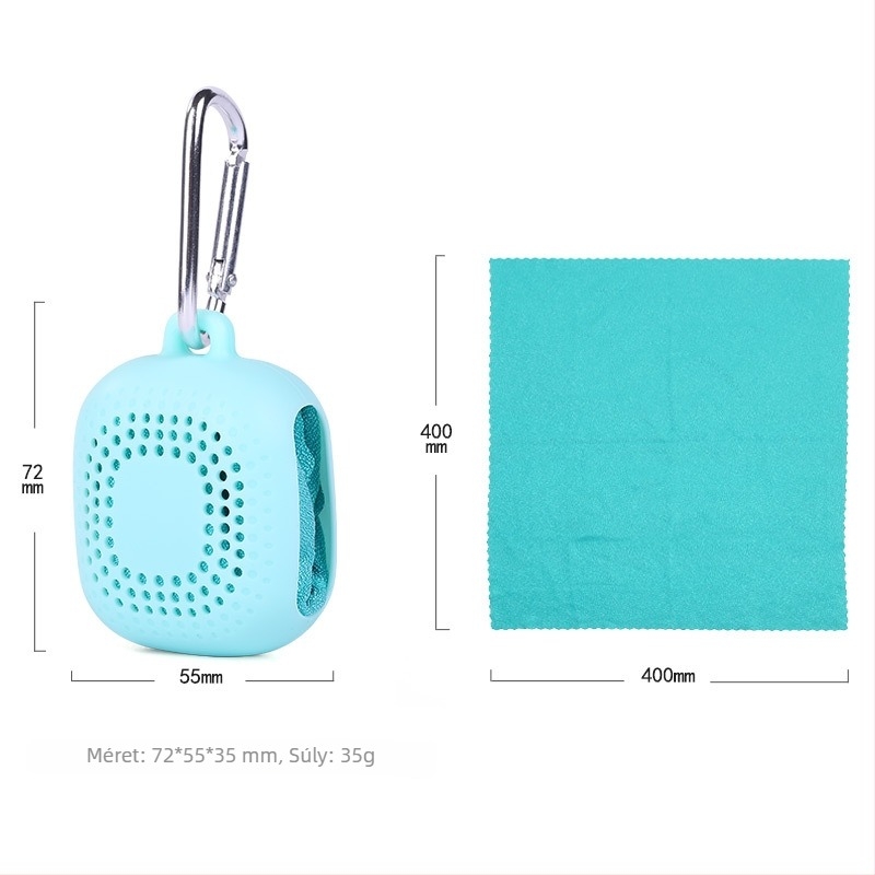 Szuperfinom rostokból készült sporttörölköző, hűsítő, gyorsan szárad, vízfelvétel 0–5 s, 35 g, logóval ellátva, edzéshez és jógahoz