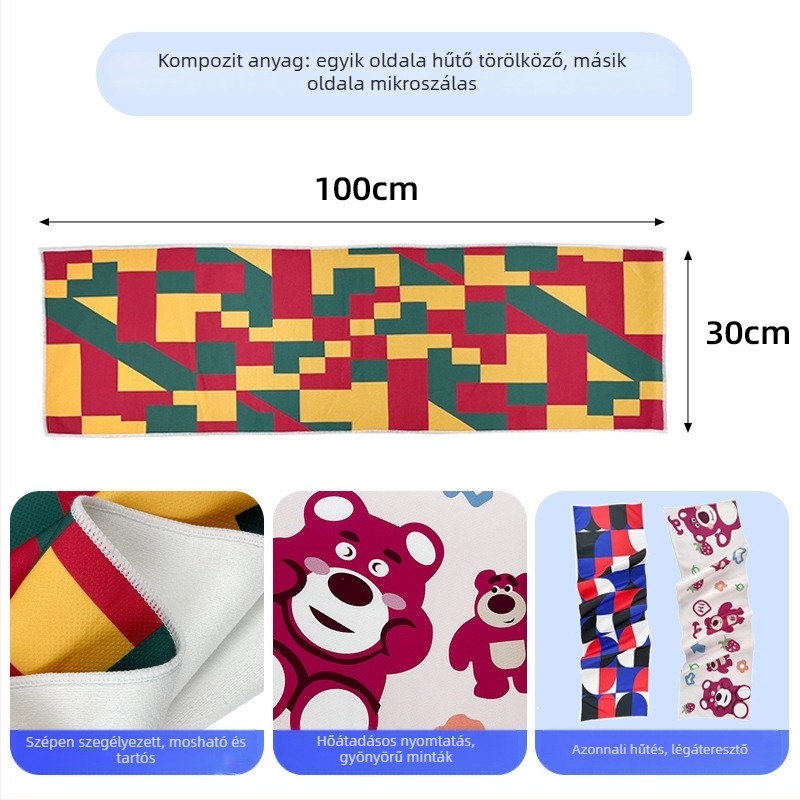 Gyorsan száradó hűsítő sporttörölköző 30×100 cm maratonokra, edzőterembe és kosárlabdára — logó testreszabása