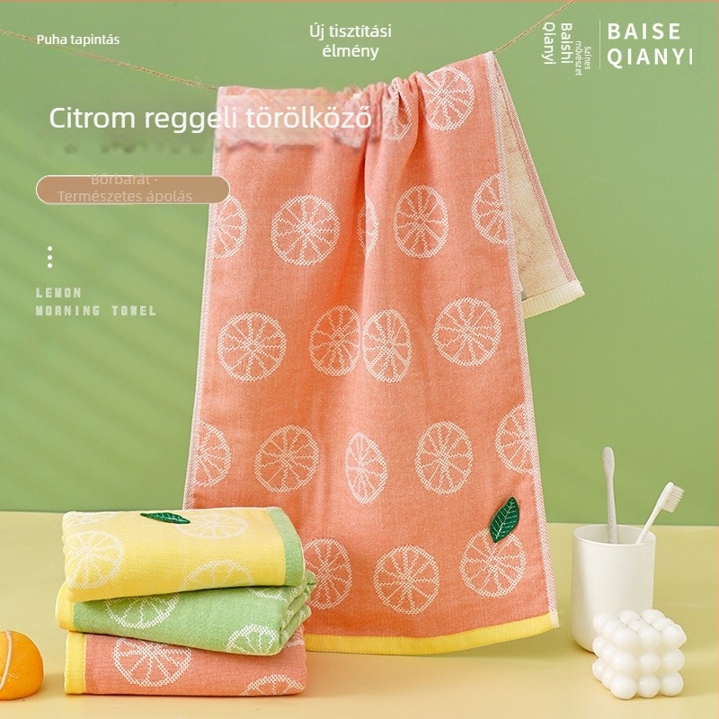 Baise Qianyi 100% pamut fürdőlepedő, nedvességfelszívó, gyorsan száradó, citromos karikatúra mintával