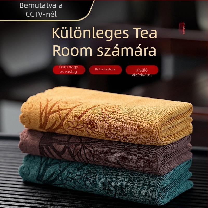 Teás törölköző – nedvszívó, vastagított, kétoldalas, teázás asztalára, Zen stílusban (polisztiészter, 100 g, egyszerű szövés, 16–20 s felszívóképesség)