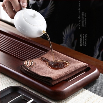 Gongfu tea ceremónia törölközője: nedvszívó selyem anyagú törlő, teás asztalhoz szőnyeg, teáskészlet kiegészítői otthonra