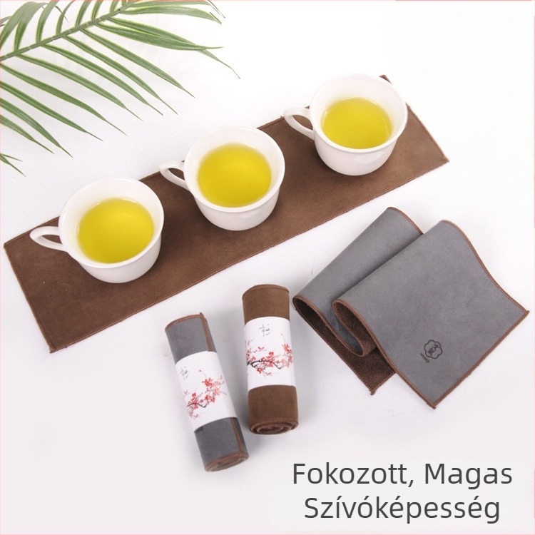 Tea towel – extrahosszú, nedvszívó superfine rostból, 80 g, 26–30 mp alatt felszívja a vizet, logó nyomtatással