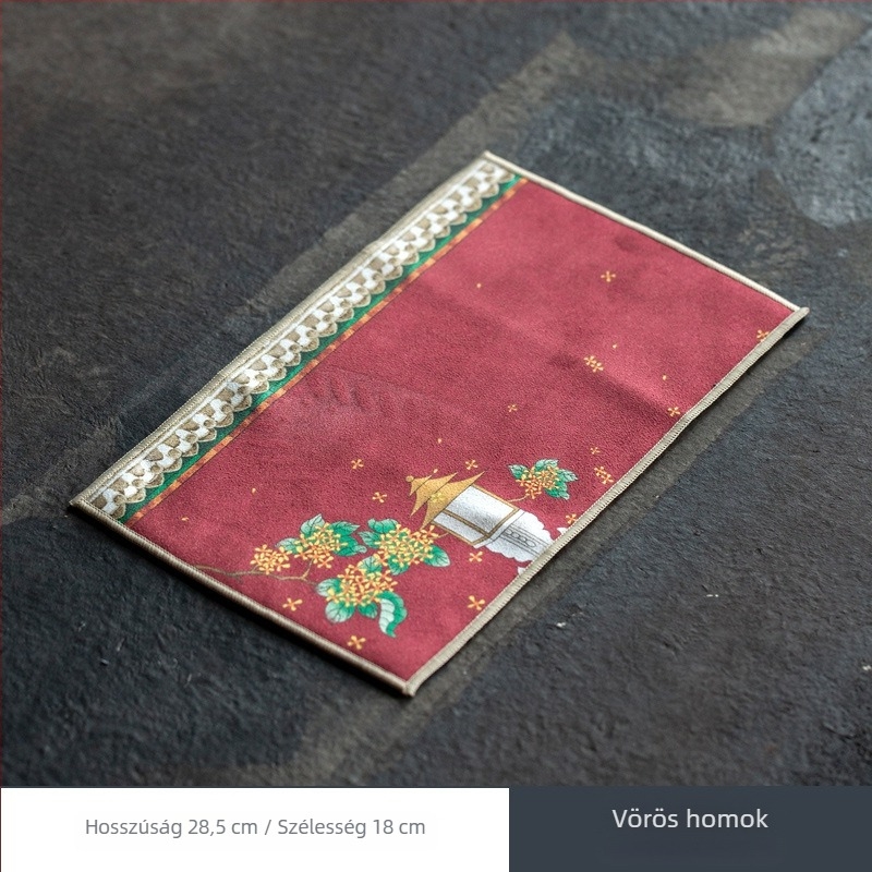 Tea törlő kendő, retro stílusú, nedvszívó, zen ihletésű, téglalap alakú textil