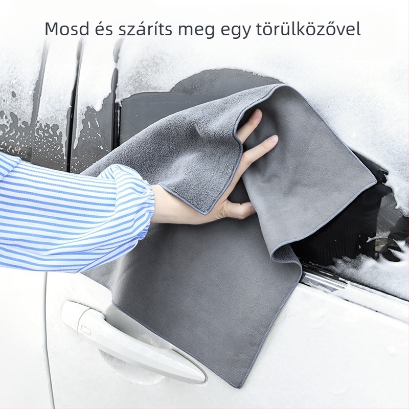 Autómosó velúr törlő, vastagított, nedvszívó, szöszmentes, kétoldalas belső tisztító kendő