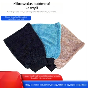 Autóápolási kesztyű vastagabb nedvszívó szövettel és csavart fonat dizájnnal – erős vízfelvétel, 60 g súly, hajtogatott varrás, testreszabás és logónyomás elérhető