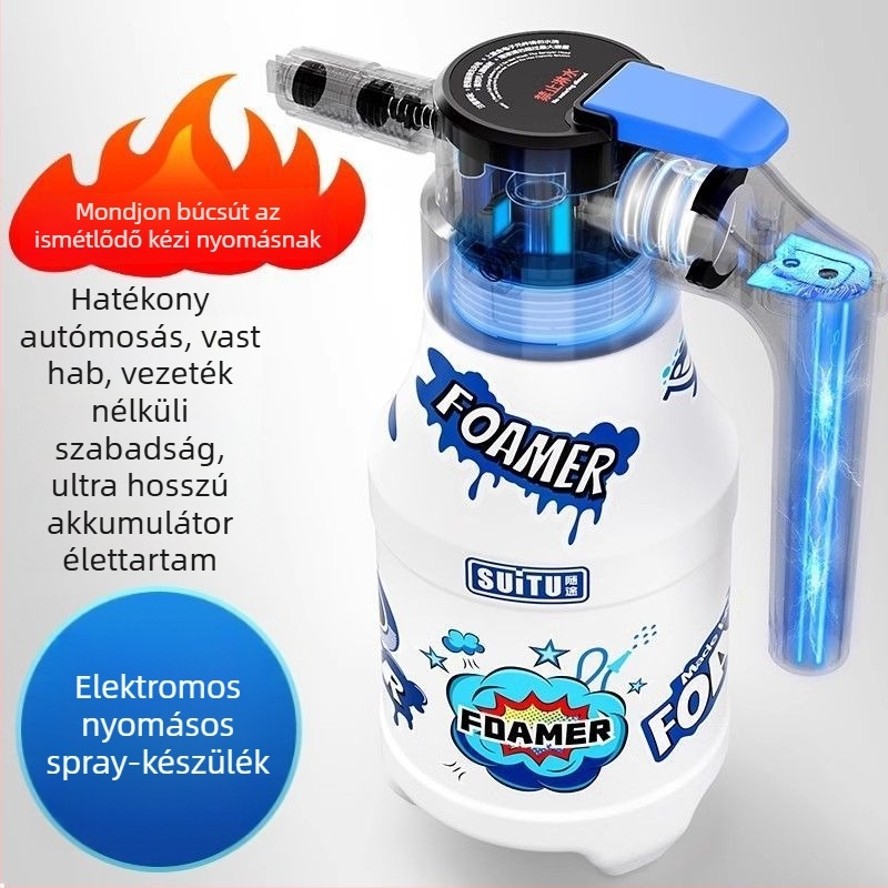 Elektronikus habspray üveg autómosáshoz és növények öntözéséhez, nagy nyomású levegő-támogatott permetező, műszaki műanyagból