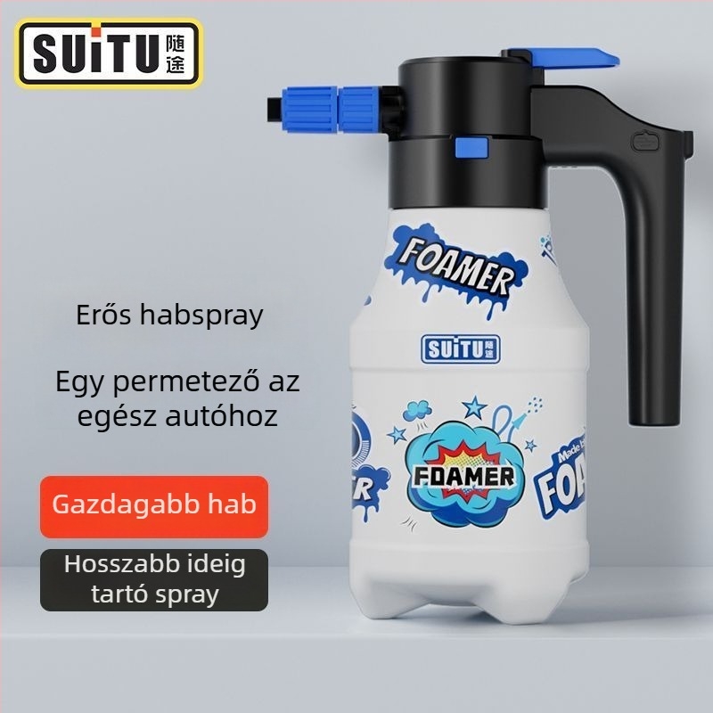 Elektronikus habspray üveg autómosáshoz és növények öntözéséhez, nagy nyomású levegő-támogatott permetező, műszaki műanyagból