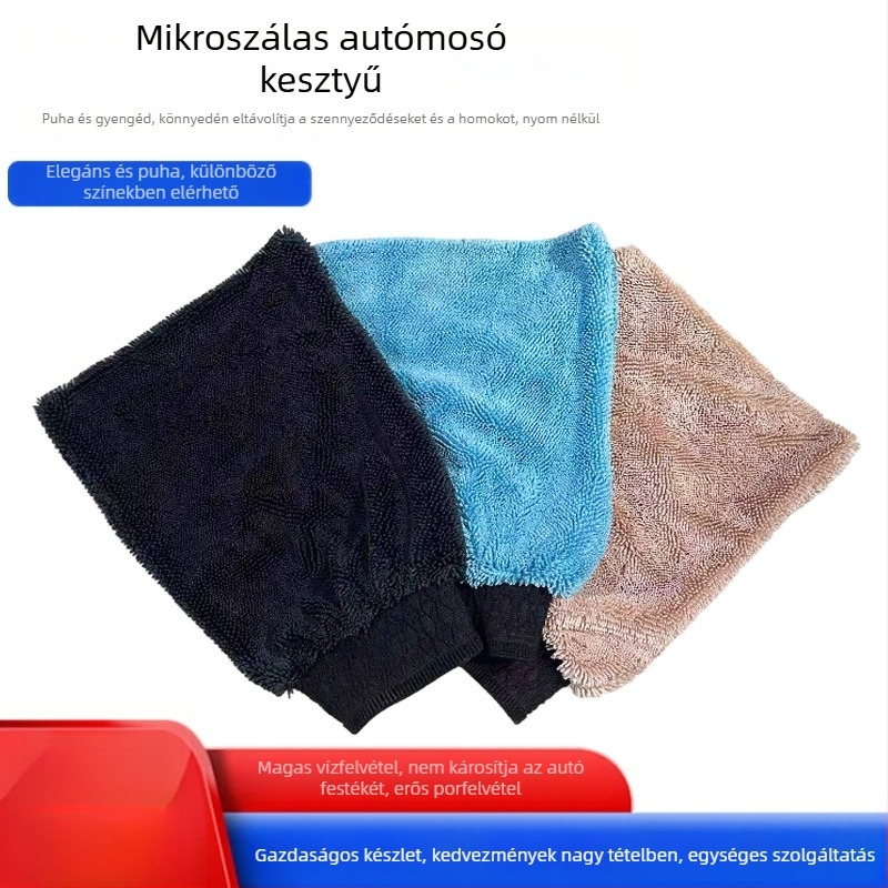 Autó tisztító kesztyű nedvszívó kendővel, vastag, 60 g, többfunkciós autó törölköző, logónyomtatás elérhető, testreszabható