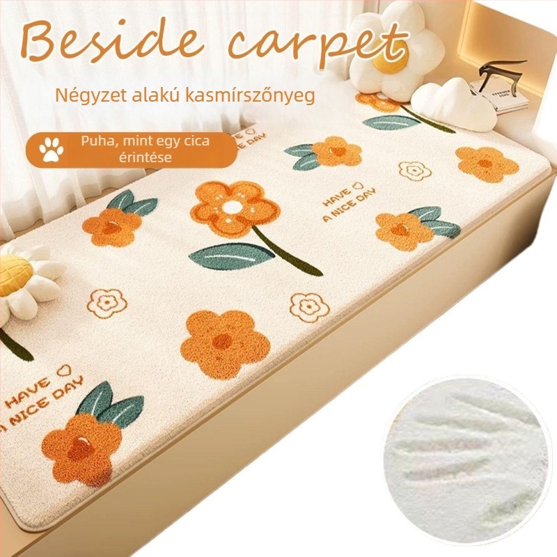 Ins stílusú plüss ablakmat, téglalap alakú, mintázat: csíkos/egyszínű/karikatúra, mosható