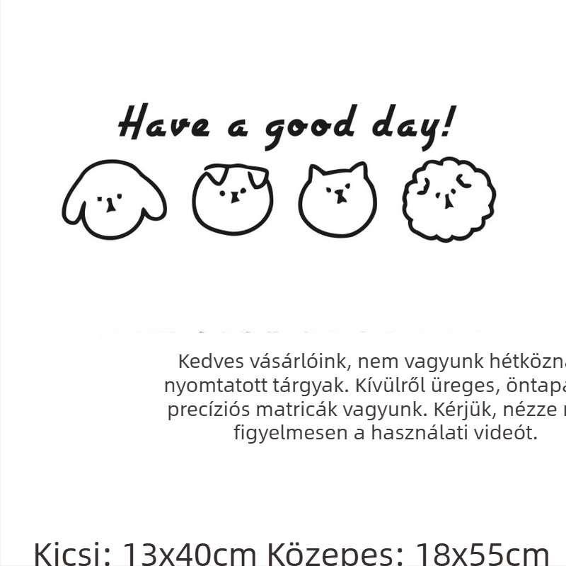 Fali matrica – Cartoon állatok mosolygó arcokkal, PVC, 1 darab, dekoratív kiegészítő a nappaliba, hálószobába és dolgozószobába