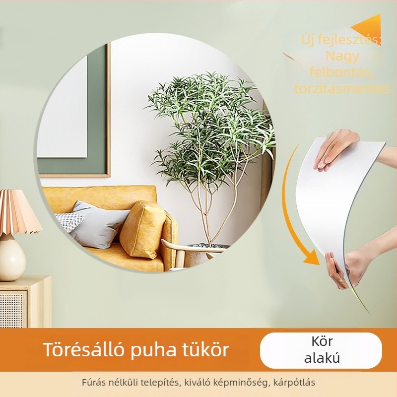 Öntapadós PVC falra szerelhető tükör, antistatikus, egyszerű stílus, 1 darab