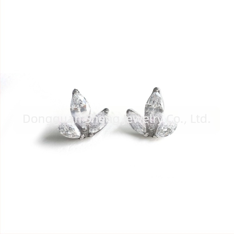 F136 Titánium marquise cirkónium fülbevalók, G23 titán ötvözet, belsőmenetes fülpiercing ékszer, természetes stílus