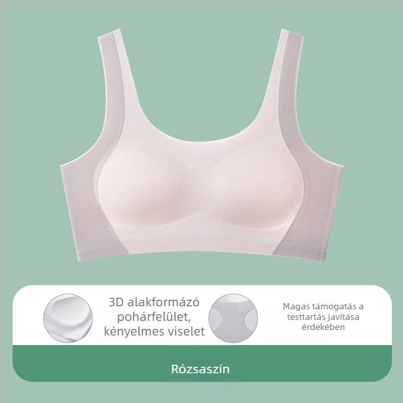 Tinédzser sportmelltartó 12–15 éveseknek, lélegző nylon, minimalist design, vékony formázott kosár pamutbetéttel, rögzített dupla pántok