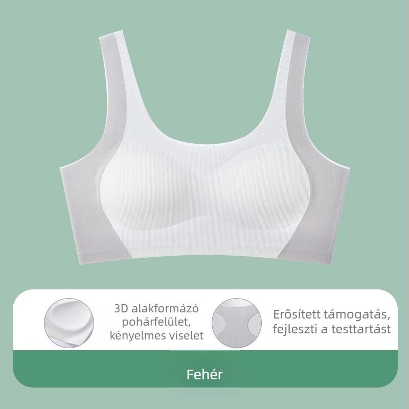 Tinédzser sportmelltartó 12–15 éveseknek, lélegző nylon, minimalist design, vékony formázott kosár pamutbetéttel, rögzített dupla pántok
