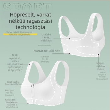 Előzáras pamut edzőmelltartó lányoknak 12–16 éveseknek, vest-stílus, 3/4 kosár