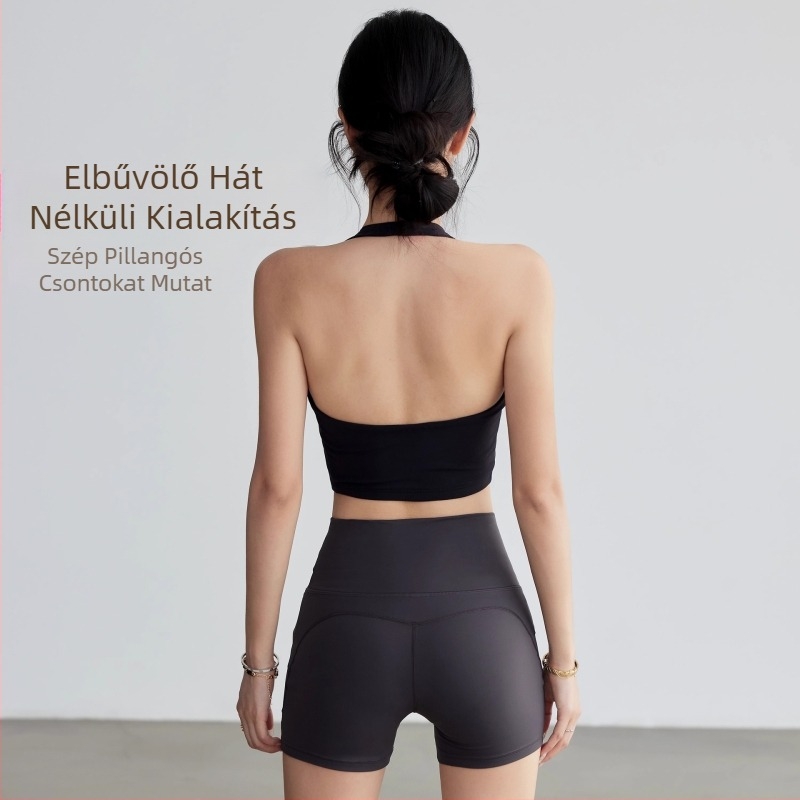 Halter nyakú sportmelltartó-vest, 3/4 kosár, középső formázott kosár, 80% nylon alapanyag, 20% elasztán bélés