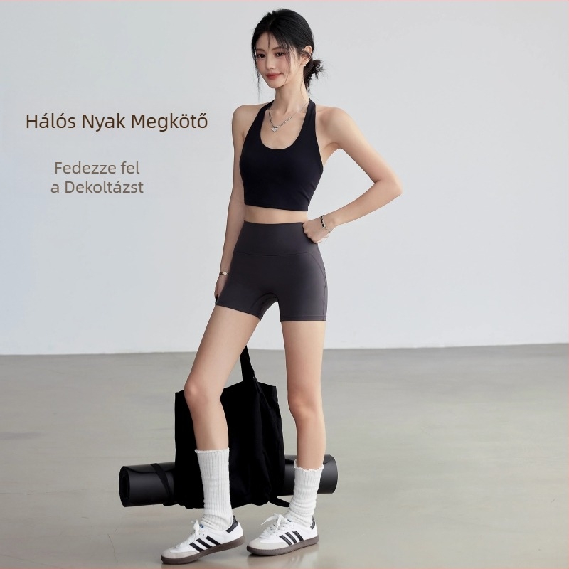 Halter nyakú sportmelltartó-vest, 3/4 kosár, középső formázott kosár, 80% nylon alapanyag, 20% elasztán bélés