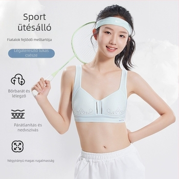 Tinédzserlányoknak készült sport melltartó-vest, nylon anyag, teljes kosár, vékony formázott kosár, acélmerevítő nélkül, rögzített dupla vállpánt, lélegző és kényelmes, 15 év feletti fiataloknak