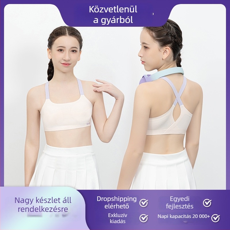 Ifjúsági melltartó vest-stílusban, teljes kosár, vékony formázott kosár, csészék pamutból, bélés nylon