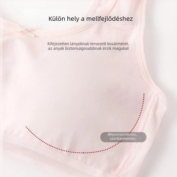 Pamut melltartó lányoknak pubertás idején, légáteresztő, merevítés nélküli, vékonyan formázott kosár