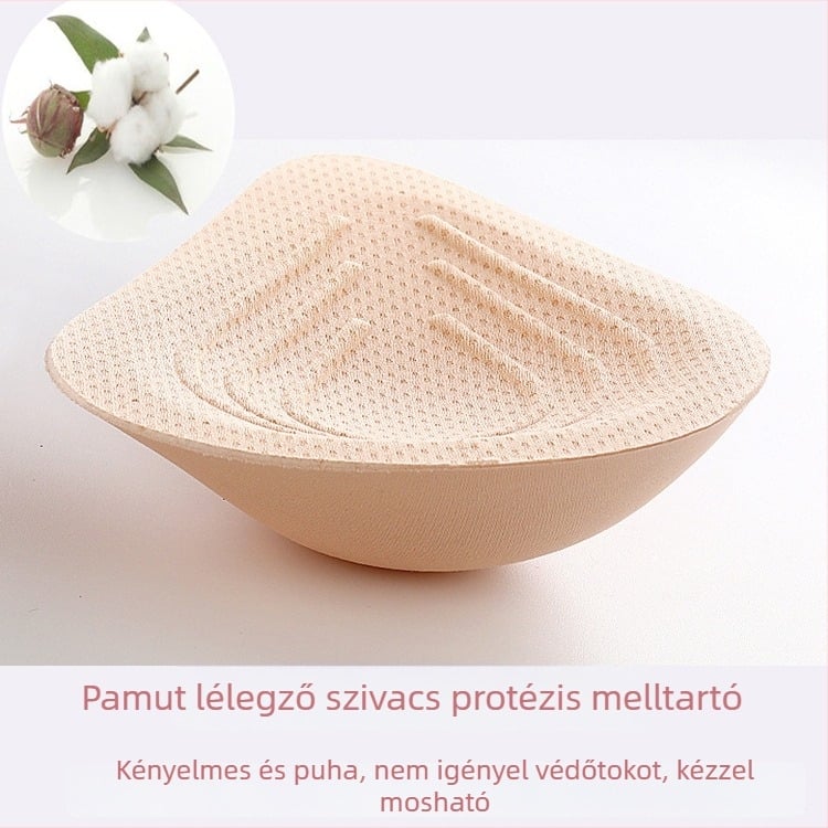 Könnyű pamut mellprotézis a korai posztoperatív időszakhoz, kézzel mosható, úszáshoz is alkalmas.