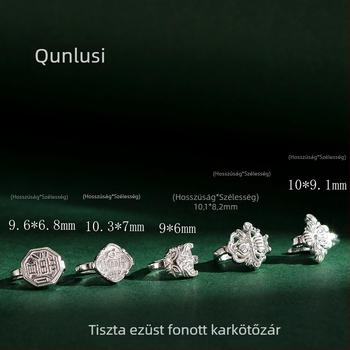 925-ös ezüst szövött karkötőzár, elektroplattázott felület, retro stílus, totem minta