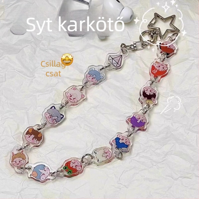 Akril kulcstartó csillag motívummal, nyomtatott kivitel, ajándékba kész