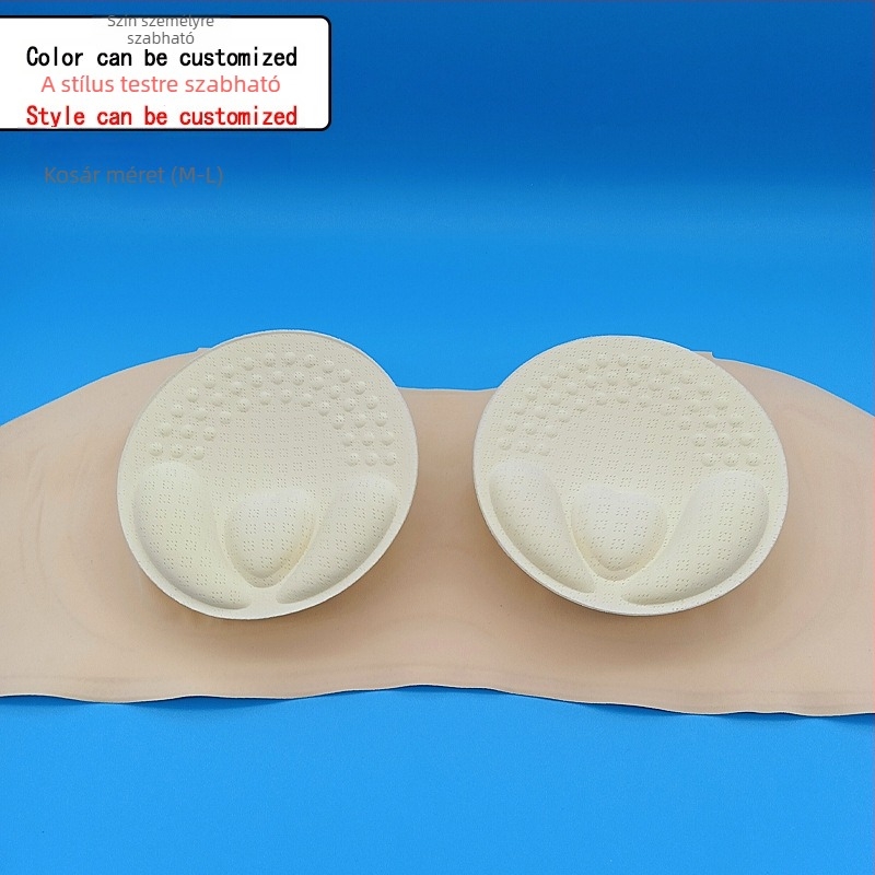 Melltartó párnák, szív alakú vízcsepp-formájú, vastagított, levehető kerek betétekkel, hátsó rész elválasztott kialakítása (Nylon)