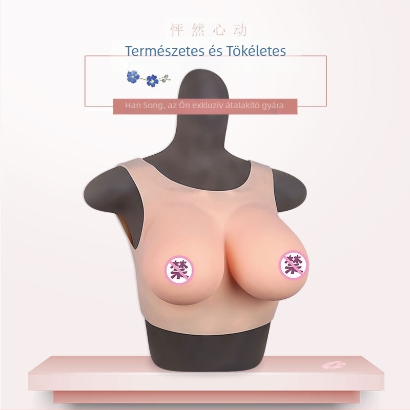 Kerek nyakú, üreges szilikon mellprotézis, cross-dressinghez, férfiak számára