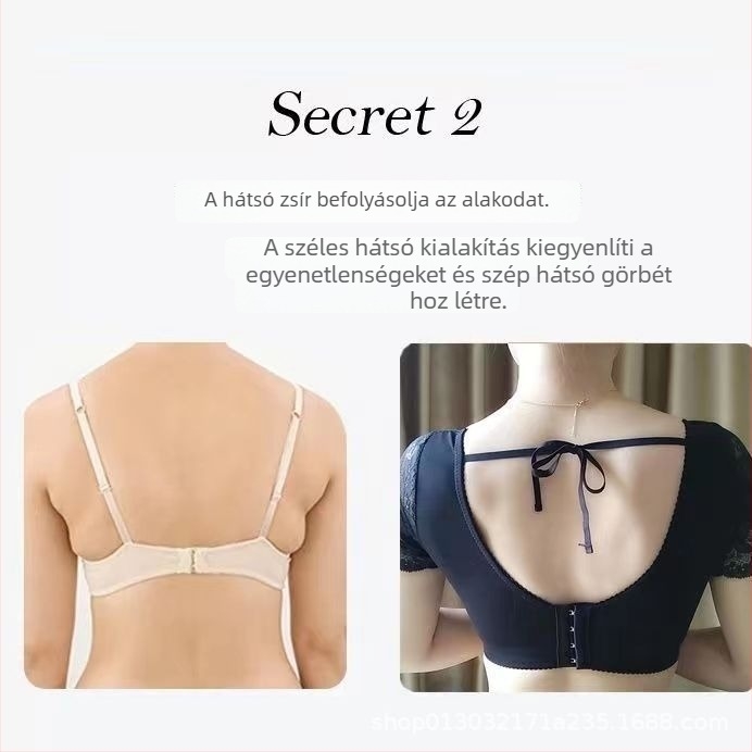Csipkés hátsó támasztású melltartó, kosár 3/4, vékony formázott kosár, hátul négy soros zár, oldalsó gyűjtő kialakítás