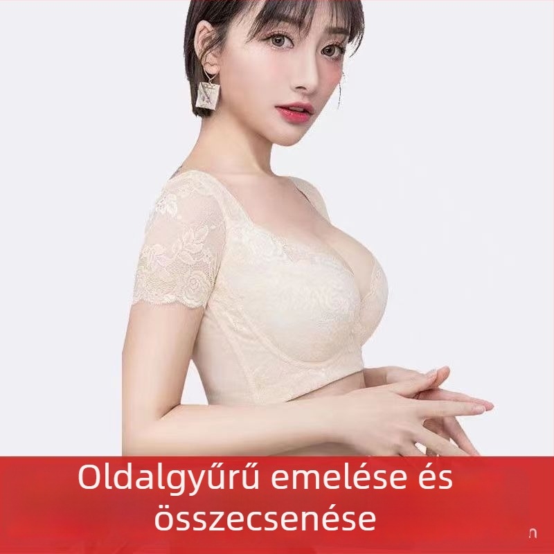Csipkés hátsó támasztású melltartó, kosár 3/4, vékony formázott kosár, hátul négy soros zár, oldalsó gyűjtő kialakítás
