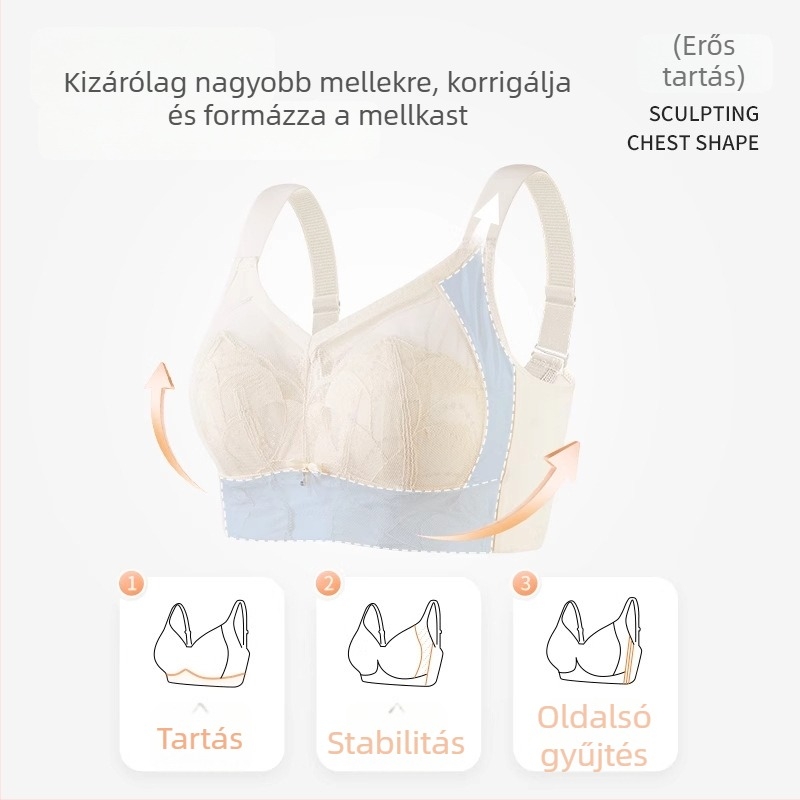 Plusz méretű ultra vékony, légáteresztő, teljes kosárú melltartó, csipkés, vezeték nélküli, könnyű, állítható kosár